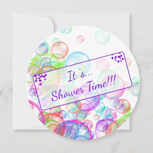 Rainbow Soap Bubbles Baby Dusche Einladung (Rückseite)