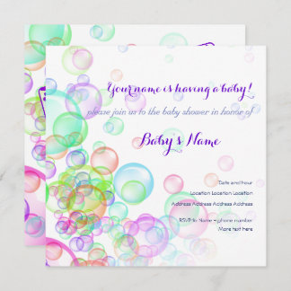Rainbow Soap Bubbles Baby Dusche Einladung