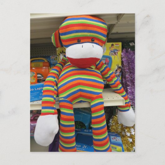 Rainbow Sock Monkey Postkarte (Vorderseite)