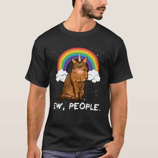 Rainbow Somali Ew People Unicorn Cat T-Shirt (Vorderseite)