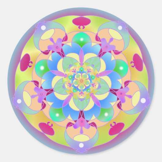 Rainbow Song Mandala Runder Aufkleber (Vorderseite)