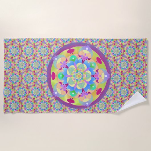 Rainbow Song Mandala Strandtuch (Vorderseite)