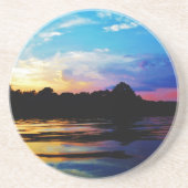 Rainbow-Sonnenuntergang auf dem Bergsee Getränkeuntersetzer (Vorne)