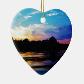 Rainbow-Sonnenuntergang auf dem Bergsee Keramik Ornament (Rechts)