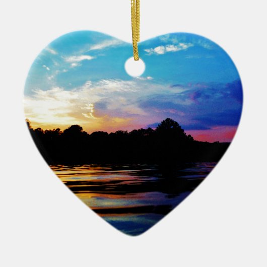 Rainbow-Sonnenuntergang auf dem Bergsee Keramik Ornament (Vorne)