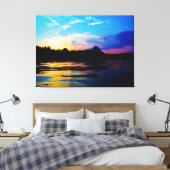 Rainbow-Sonnenuntergang auf dem Bergsee Leinwanddruck (Insitu (Schlafzimmer))