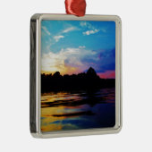 Rainbow-Sonnenuntergang auf dem Bergsee Ornament Aus Metall (Rechts)