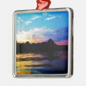 Rainbow-Sonnenuntergang auf dem Bergsee Ornament Aus Metall (Links)