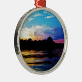 Rainbow-Sonnenuntergang auf dem Bergsee Silbernes Ornament (Rechts)