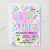 Rainbow-Spa-Party-Glow-Makeup-Verwöhn-Geburtstag Einladung (Vorderseite)