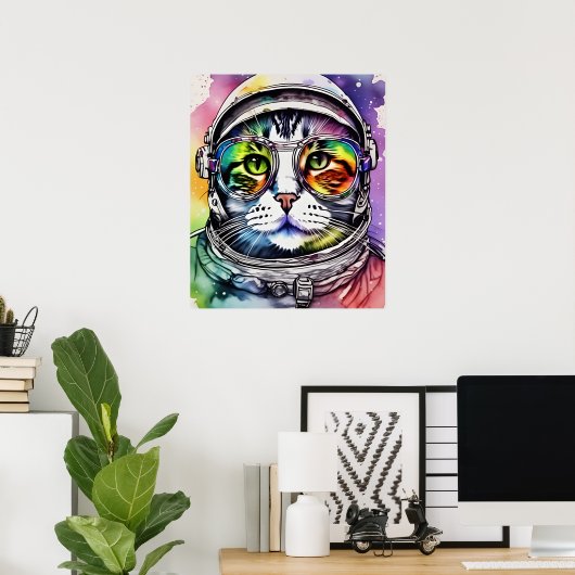 Rainbow Space Cat Poster (Heimbüro)