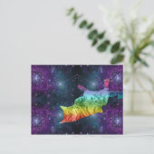 Rainbow Space Kitty Cat in Galaxy Postkarte (Stehend Vorderseite)