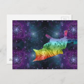 Rainbow Space Kitty Cat in Galaxy Postkarte (Vorne/Hinten)