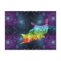 Rainbow Space Kitty Cat in Galaxy