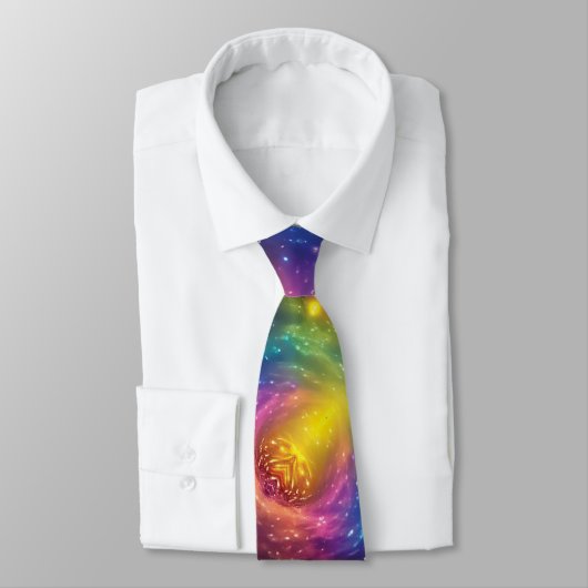 Rainbow Space Nebular Abstrakt Cosmos Stars Krawatte (Gebunden)
