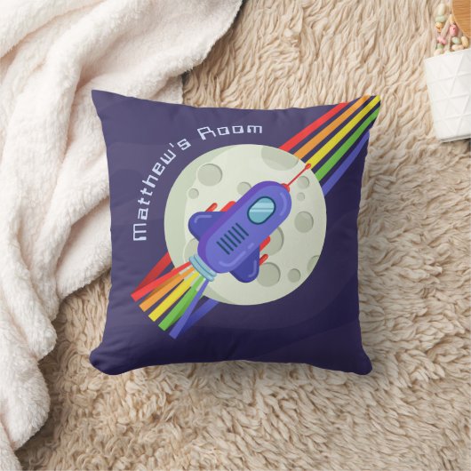 Rainbow Space Rocket Kinderzimmer Kissen (Decke)