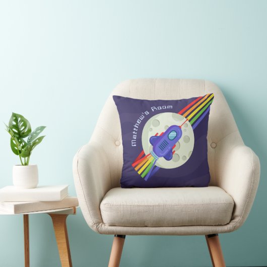 Rainbow Space Rocket Kinderzimmer Kissen (Stuhl )