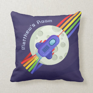 Rainbow Space Rocket Kinderzimmer Kissen