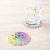 RAINBOW SPARKL ELEGANT SAVE THE DATE Bachelorette Runder Pappuntersetzer (Vor Ort)