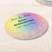 RAINBOW SPARKL ELEGANT SAVE THE DATE Bachelorette Runder Pappuntersetzer (Angewinkelt)