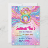 Rainbow Sparkle Glitter 8th Birthday Party Einladung (Vorderseite)