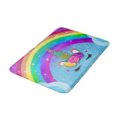 Rainbow Sparkle Glittery Unicorn Horn Face Badematte (Schrägansicht)