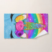 Rainbow Sparkle Glittery Unicorn Horn Face Badhandtuch Set (Handtuch)