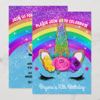 Rainbow Sparkle Glittery Unicorn Horn Face Party