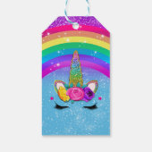 Rainbow Sparkle Glittery Unicorn Horn Face Party Geschenkanhänger (Rückseite)