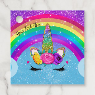 Rainbow Sparkle Glittery Unicorn Horn Face Party Geschenkanhänger