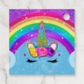 Rainbow Sparkle Glittery Unicorn Horn Face Party Geschenkanhänger (Rückseite)