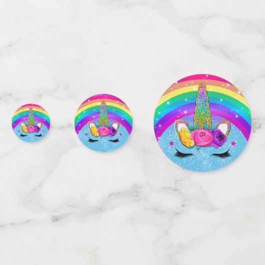 Rainbow Sparkle Glittery Unicorn Horn Face Party Konfetti (Vorderseiten)