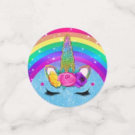Rainbow Sparkle Glittery Unicorn Horn Face Party Konfetti (Klein Vorderseite)