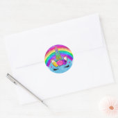 Rainbow Sparkle Glittery Unicorn Horn Face Party Runder Aufkleber (Umschlag)