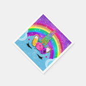 Rainbow Sparkle Glittery Unicorn Horn Face Party Serviette (Ecke)