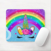 Rainbow Sparkle Glittery Unicorn Horn Mousepad (Mit Mouse)