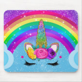 Rainbow Sparkle Glittery Unicorn Horn Mousepad (Vorne)