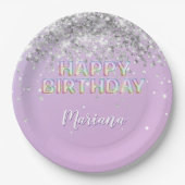 Rainbow Sparkle Glitzer Girl Birthday Party Pappteller (Vorderseite)