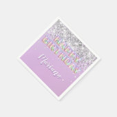 Rainbow Sparkle Glitzer Girl Birthday Party Serviette (Ecke)