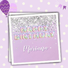 Rainbow Sparkle Glitzer Girl Birthday Party Serviette