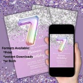 Rainbow Sparkle Glitzer Girl Einladung