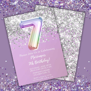 Rainbow Sparkle Glitzer Girl Einladung
