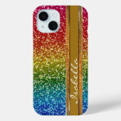 Rainbow Sparkle Glitzer, Personalisiert mit Name Case-Mate iPhone Hülle (Rückseite)