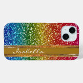 Rainbow Sparkle Glitzer, Personalisiert mit Name Case-Mate iPhone Hülle (Rückseite (Horizontal))