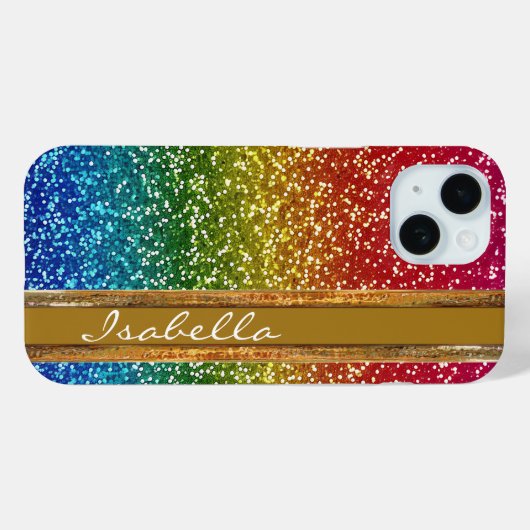 Rainbow Sparkle Glitzer, Personalisiert mit Name Case-Mate iPhone Hülle (Rückseite (Horizontal))