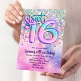 Rainbow Sparkle Glitzer Sweet 16 Geburtstagsparty Einladung