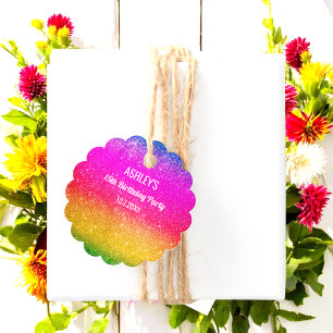 Rainbow Sparkle Green Pink Yellow Fevor Tags Geschenkanhänger