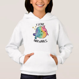 Rainbow Sparkle I Liebe Narwhal Hoodie