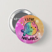 Rainbow Sparkle I Liebe Narwhals Button (Vorne & Hinten)