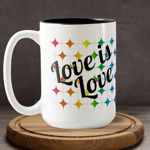 Rainbow Sparkle Liebe ist Liebe Gay Pride Phrase Zweifarbige Tasse